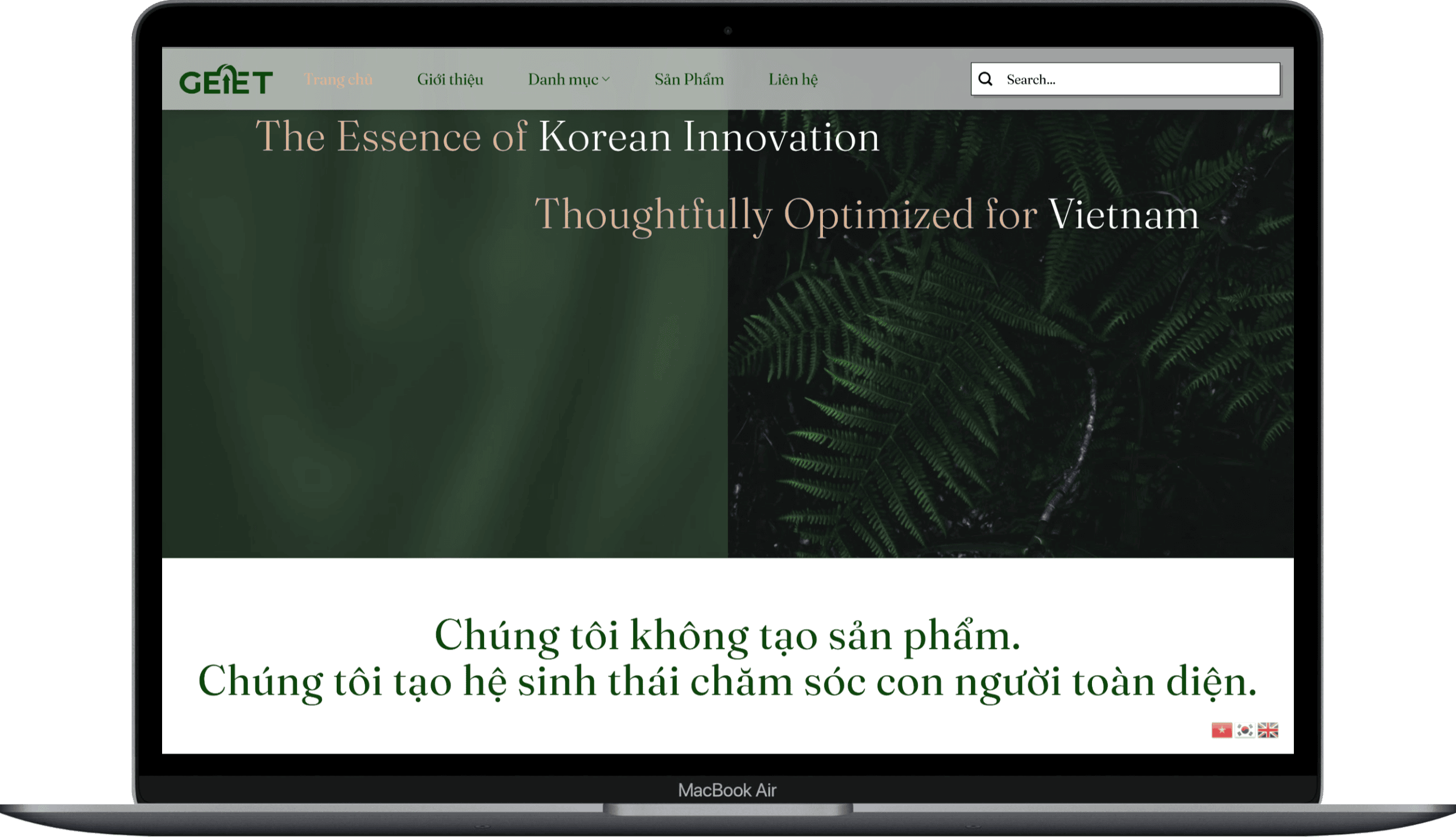 Hình ảnh website GEIET thể hiện sự đổi mới sáng tạo trong công nghệ Hàn Quốc.