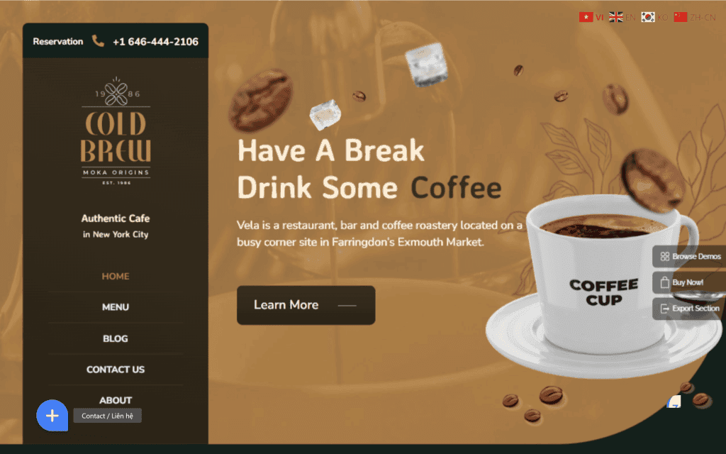 Xây Dựng Website Ngành F&B: Từ Trải Nghiệm Thực Khách Đến Hệ Thống Vận Hành 5 Trang web nhà hàng cà phê, thiết kế chuyên nghiệp, giới thiệu menu và dịch vụ cà phê chất lượng cao.