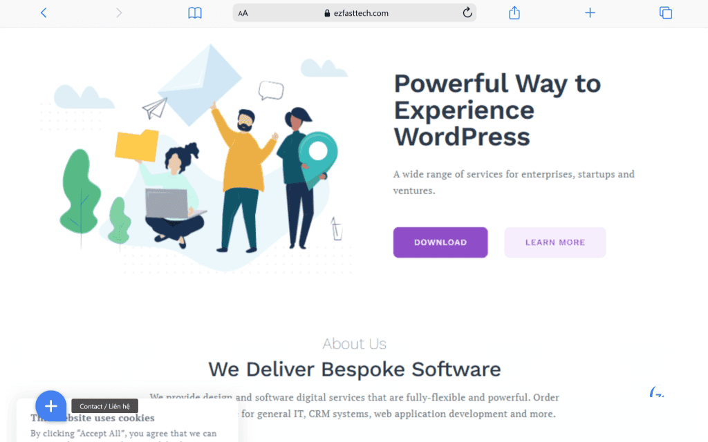 Hình ảnh về dịch vụ thiết kế website và phần mềm của EZ Fast Tech, tập trung vào phát triển phần mềm.
