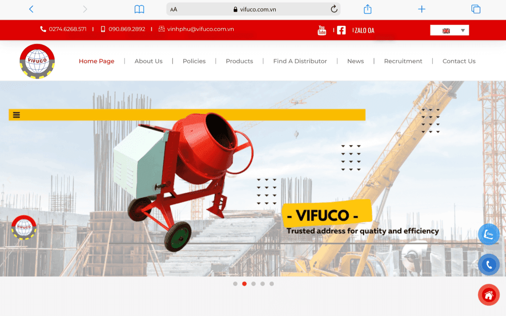 Hình ảnh máy trộn bê tông tại công trình xây dựng, dịch vụ thiết kế website và phần mềm.