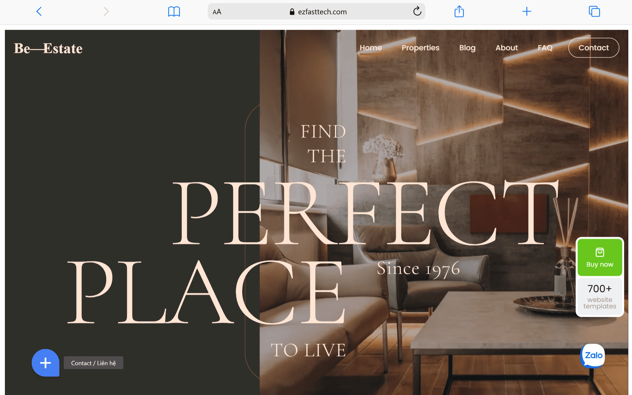 Hình ảnh nội thất phòng khách sang trọng, thiết kế website bất động sản và kiến trúc chuyên nghiệp.