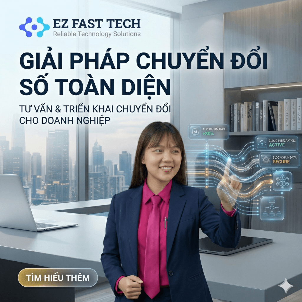 Phụ nữ doanh nhân tương tác với công nghệ số trong văn phòng hiện đại.