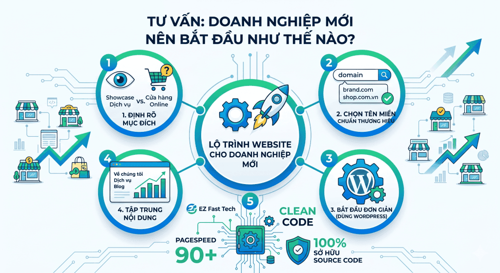 Tại Sao Doanh Nghiệp Mới Cần Làm Website Ngay Từ Khi Khởi Nghiệp? 4 Thiết kế website doanh nghiệp mới giúp khởi nghiệp thành công, tối ưu hóa thương hiệu và tăng doanh.