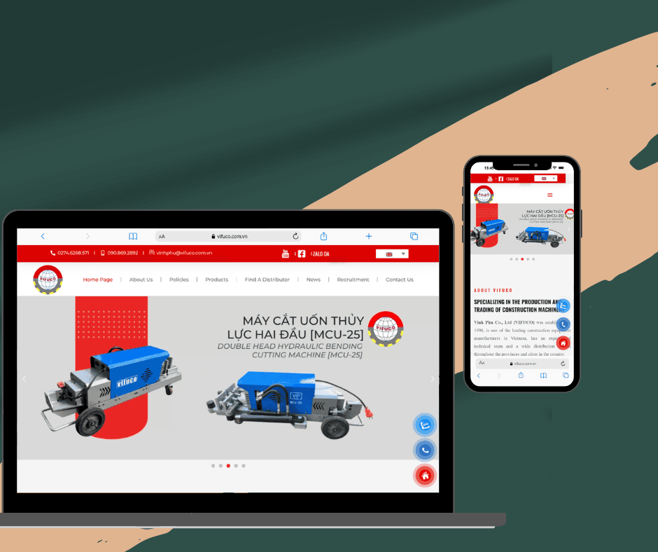 Trang web VIFUCO giới thiệu máy cắt uốn thủy lực, thiết kế website chuyên nghiệp, tối ưu SEO.