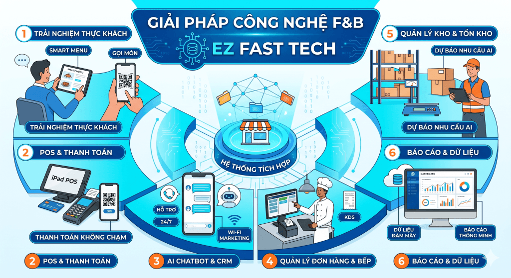 Xây Dựng Website Ngành F&B: Từ Trải Nghiệm Thực Khách Đến Hệ Thống Vận Hành 3 EZ Fast Tech Thiết kế website & phần mềm - Xây Dựng Website Ngành F&B: Từ Trải Nghiệm Thực Khách Đến Hệ Thống Vận Hành