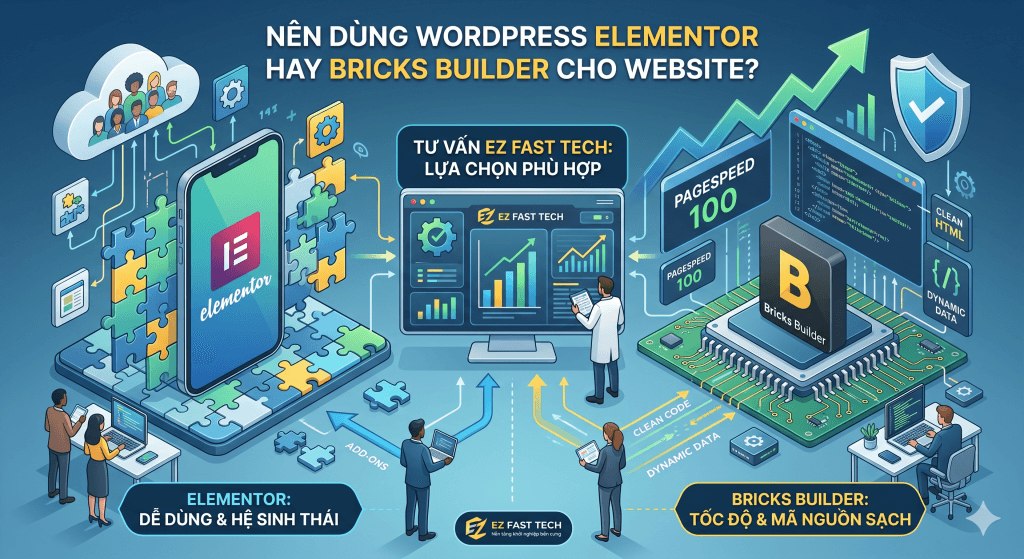 so sánh wordpress elementor và bricks builder