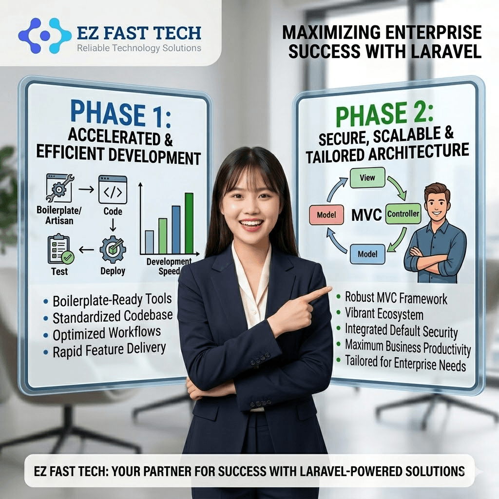 So Sánh Laravel Và PHP Thuần: Giải Pháp Nào Tối Ưu Cho Phần Mềm Doanh Nghiệp? 5 EZ Fast Tech Thiết kế website & phần mềm - So Sánh Laravel Và PHP Thuần: Giải Pháp Nào Tối Ưu Cho Phần Mềm Doanh Nghiệp?