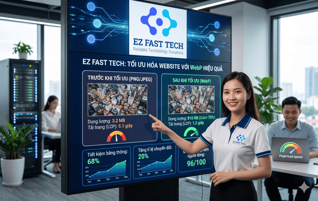 EZ Fast Tech Thiết kế website & phần mềm - Định Dạng Ảnh WebP Là Gì? Hướng Dẫn Ứng Dụng WebP Để Tối Ưu Tốc Độ Website Chuẩn SEO