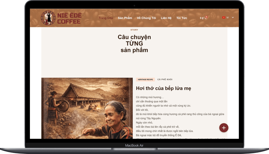 Dự Án Website Niê Ê Đê Coffee 4 câu chuyện thương hiệu