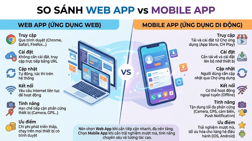 Web App vs Mobile App: Đâu Là Lựa Chọn Tối Ưu Cho Doanh Nghiệp SMEs Trong Kỷ Nguyên Số? 2 web app và mobile app