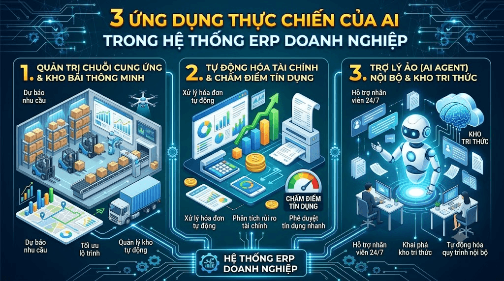 Tích Hợp AI Vào Hệ Thống ERP: Từ Lý Thuyết Đến Thực Chiến 3 ứng dụng AI trong hệ thống ERP